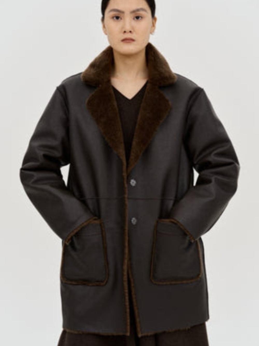 Source Unknown Dark Brown Teddy Shearling Jacket